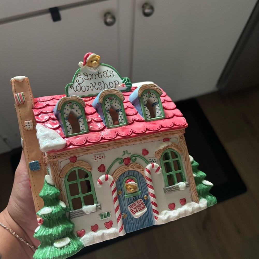 Cherished Teddies Santa's Workshop Figurine with Red and Green Accents